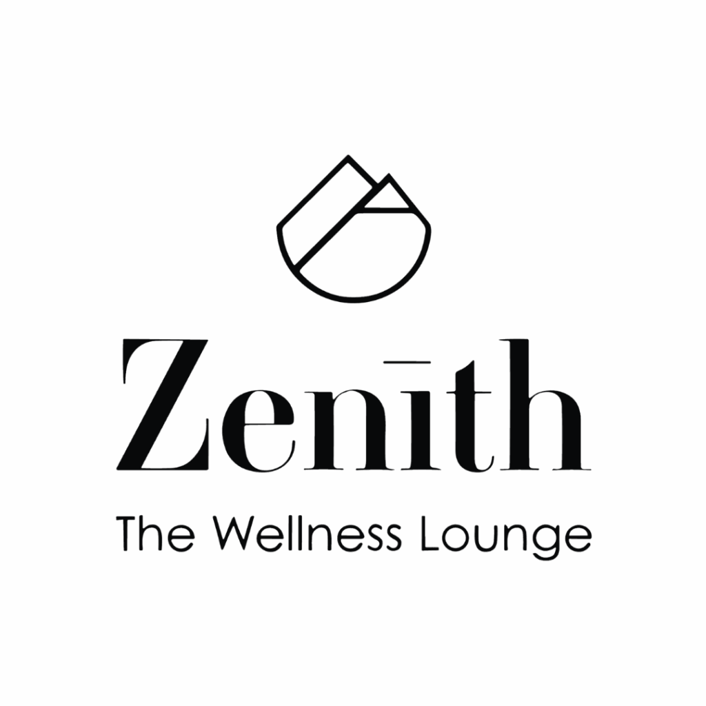 Black logo featuring a minimalist mountain icon above the words "Zenith" in large font and "The Wellness Lounge" in smaller font below. Opdee Digital Marketing