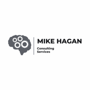 Logo for Mike Hagan Consulting Services with a brain graphic containing gears on the left and the company name in bold text on the right. Opdee Digital Marketing