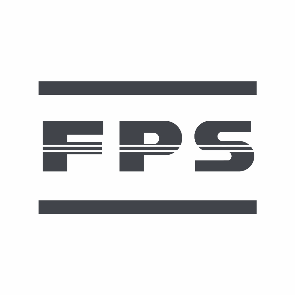 The image shows the bold, capital letters "FPS" centered between two horizontal black lines, one above and one below the text, on a transparent background. Opdee Digital Marketing