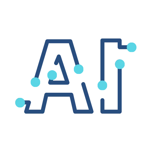 A stylized outline of the letters "AI" in dark blue, with several light blue dots connected along the lines, suggesting artificial intelligence and connectivity—ideal for your Branding Agent Kit or full branding needs. Opdee Digital Marketing
