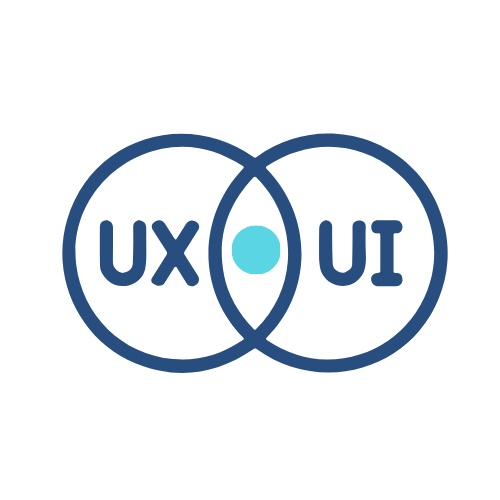 Two overlapping blue circles, one labeled "UX" and the other "UI," with a light blue dot in the intersecting area, symbolizing the relationship between user experience and user interface within a full branding or Branding Agent Kit (BAK) context. Opdee Digital Marketing